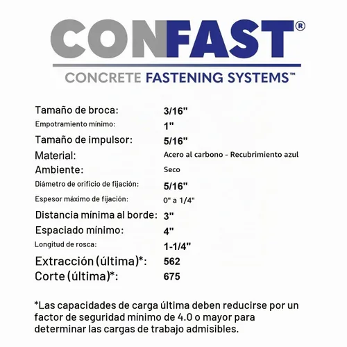 Vista 4 de CONFAST Anclaje de tornillo de hormigón con cabeza hexagonal de 1/4 x 1-1/4 pulgadas con broca para anclar a mampostería, bloque o ladrillo
