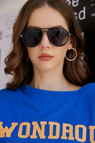 Vista 3 de YuJian Gafas de sol retro de plástico de gran tamaño Aviator de los años 70 para mujeres y hombres, montura clásica grande, gafas vintage