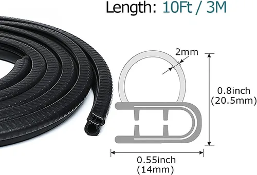 Vista 2 de Tira de sellado de puerta de automóvil con bombilla lateral de 10 pies, goma EPDM para automóvil, protector de borde de ajuste universal