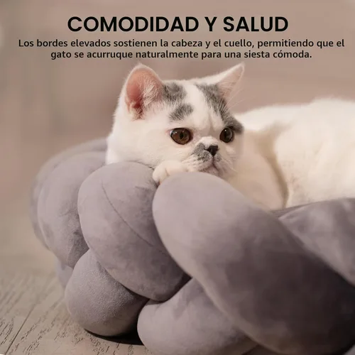 Vista 3 de CHEERPALS Cama Tejida para Gatos de Interior, Linda Cama para Mascotas con Almohadón Lavable Cama Esponjosa para Perros Pequeños (Gris Oscuro)