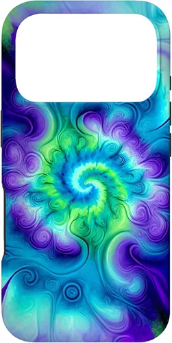 Vista 30 de Tie Dye Colorido Azul Cian Púrpura Verde Diseño Caso para iPhone 17