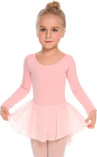Vista 2 de Arshiner - Vestido de ballet con leotardo clásico de manga larga para niña