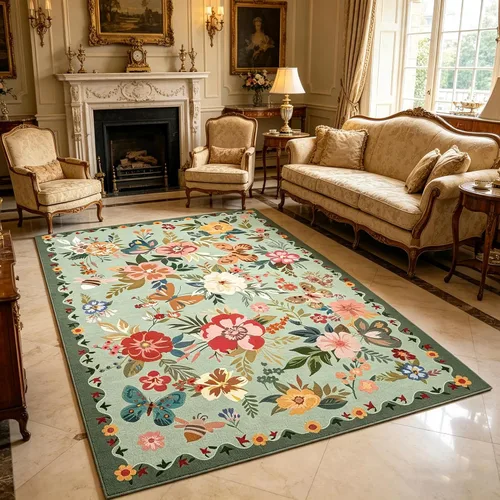 Vista 27 de UKELER Tapete antideslizante para puerta, alfombras de acento modernas para entrada, estilo romántico campestre americano, alfombras de algodón