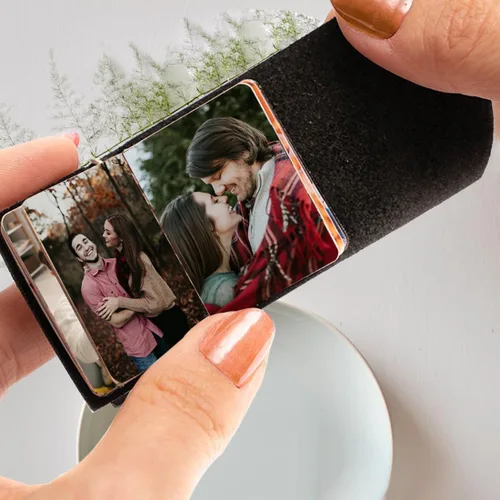 Vista 2 de Mini álbum de fotos personalizado, llavero de fotos personalizado con imagen de 4812, memoria para novio y novia