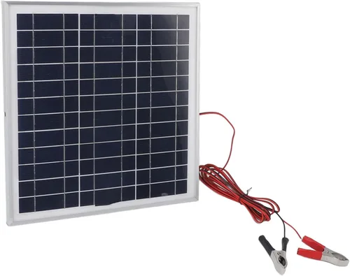 Vista 6 de Acouto : 50W Portable Solar Panel Monocrystalline Silicon Solar Panel with 9.8FT Cable 18V Red and Black Battery Clips RV Camping Hiking with Battery