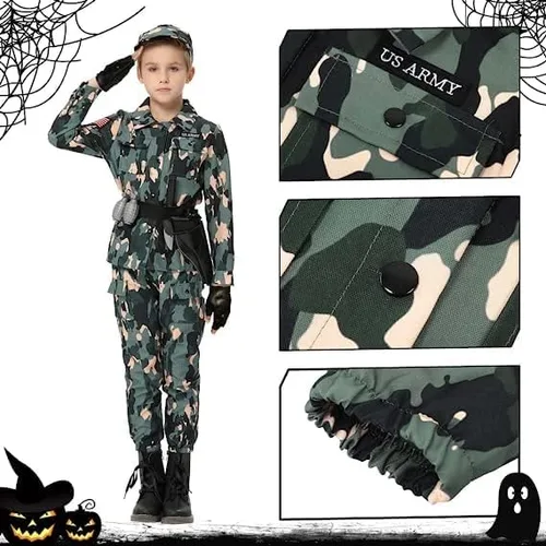 Vista 3 de Disfraz de oficial de policía para niños disfraz de policía de policía camisa pantalones sombrero cinturón disfraces de Halloween para niños