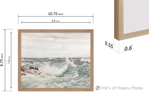 Vista 3 de Poster Master Póster vintage de pintura de olas del océano, impresión retro del océano, bellas artes, arte de paisaje marino, regalo para hombres