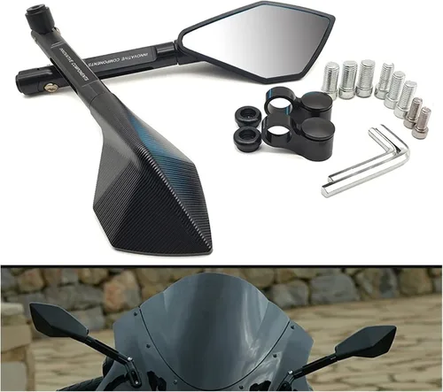 Vista 2 de Accesorios para espejos retrovisores de motocicleta, espejos laterales CNC negro para Kawasaki Ninja 250 Ninja 300R Z250 Z300 VERSYS 300X