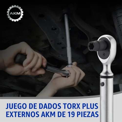 Vista 7 de AKM Juego de llaves Torx Plus externas de 19 piezas, 6 puntos EP Socket EP4-32 con 1/2 pulgadas 3/8 pulgadas 1/4 pulgadas Dr. EP8.8 compatible