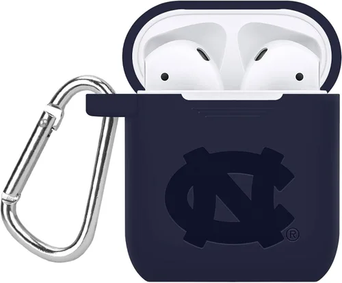 Vista 6 de North Carolina Tar Heels - Funda de silicona grabada compatible con Apple AirPods Gen 1 y 2 (azul polvo)