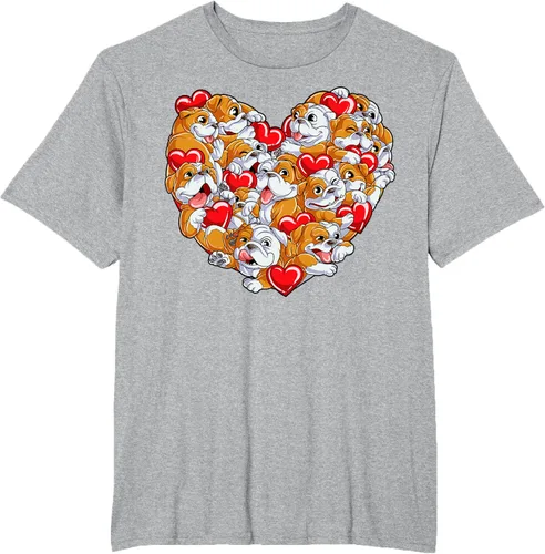 Vista 32 de Camiseta inglesa para el día de San Valentín con diseño de corazón y perro amante de los niños Negro