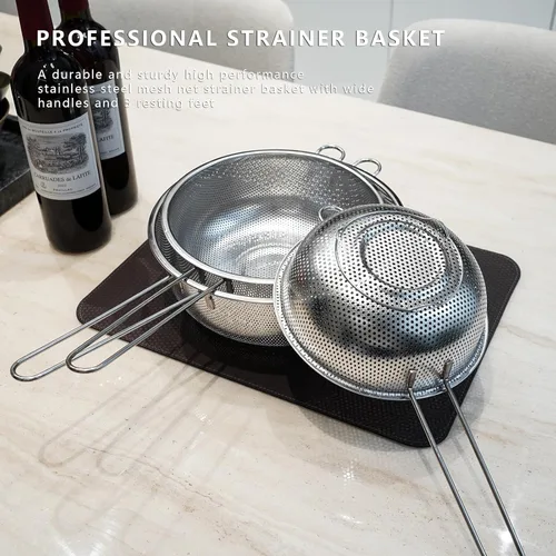 Vista 5 de Colador de malla fina de metal y colador para cocina con asa, colador de pasta de acero inoxidable/embudo de cocina/colador/colador para colar/lavar