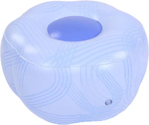 Vista 9 de POCREATION Inflatable Footstool Portable Foot Rest Camping Foot Stool PVC Compact for Outdoor Seat with Blue Stripe Pattern Lightweight for Travel