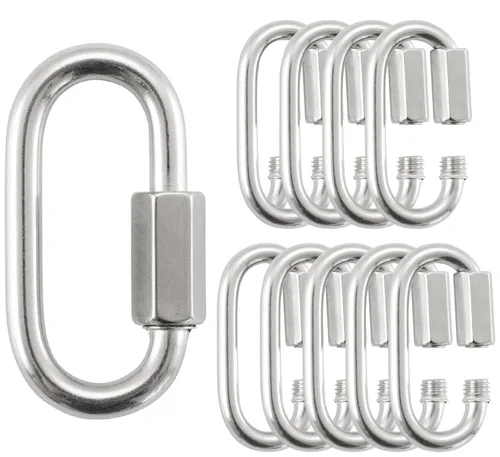 Vista 8 de HOME MASTER HARDWARE Enlace rápido en forma de D de acero inoxidable 304, paquete de 8 unidades de 1/4 pulgadas, conector de cadena con mosquetón