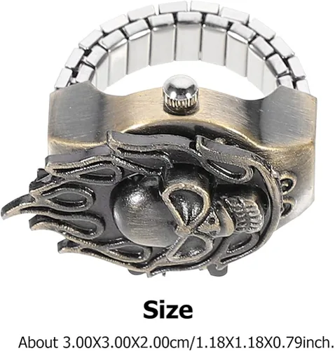 Vista 7 de ifundom Reloj de dedo para hombre, estilo punk, diseño de calavera, extensión, correa de acero inoxidable, tamaño ajustable
