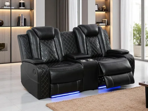 Vista 81 de Juego de sofás reclinables eléctricos, juegos de muebles de sala de estar, sofá reclinable eléctrico moderno negro, sofá biplaza y silla