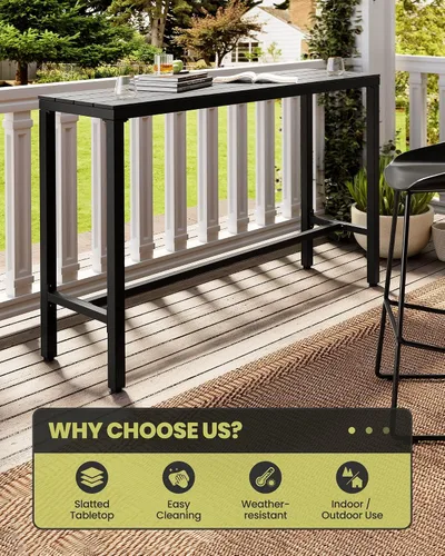 Vista 5 de Crestlive Products Mesa de bar al aire libre, mesa rectangular de 55 pulgadas de altura para mostrador de patio, mesa de pub alta con parte superior