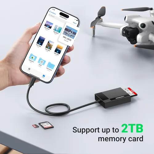 Vista 5 de UGREEN Lector de tarjetas USB C SD 4 en 1 Adaptador de tarjeta de memoria SD externo Micro SD MS CF Lector de tarjetas de cámara flash compacto