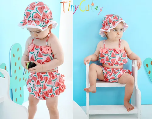 Vista 3 de Tiny Cutey Traje de baño de 2 piezas para bebé, traje de baño de 2 piezas, parte superior de bikini, parte inferior de bikini