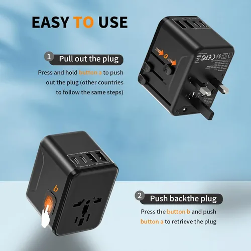 Vista 4 de CC Store Adaptador de viaje universal con 3 puertos USB-C y 2 USB-A 17.5W Negro-17.5W