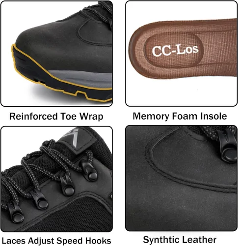 Vista 4 de CC-Los Zapatos de senderismo impermeables para hombre, zapatos de trabajo con lengüeta reforzada para comodidad durante todo el día, Embalaje