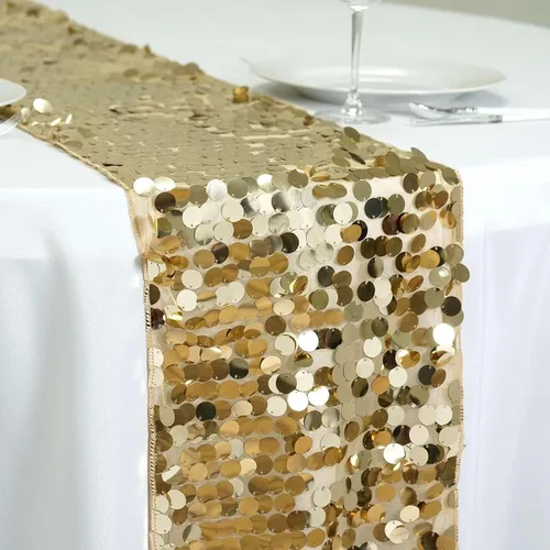 Vista 13 de Efavormart - Camino de mesa de restaurante de lentejuelas plateadas de alta calidad para bodas, banquetes de cumpleaños, decoración, ajuste Plata
