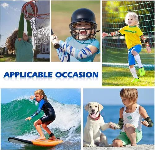 Vista 6 de Mepase 14 pares de mangas para brazos para niños, con protección UV, brazo de enfriamiento de compresión, cubierta deportiva para niños, béisbol