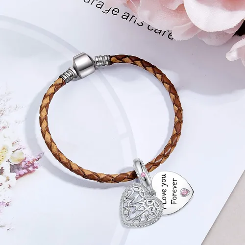 Vista 5 de ASELFAD I Love You Forever Heart Sterling Silver Wife Charms for Bracelets Best Anniversary Christmas Mothers Day Valentines Day Gifts for Wife from