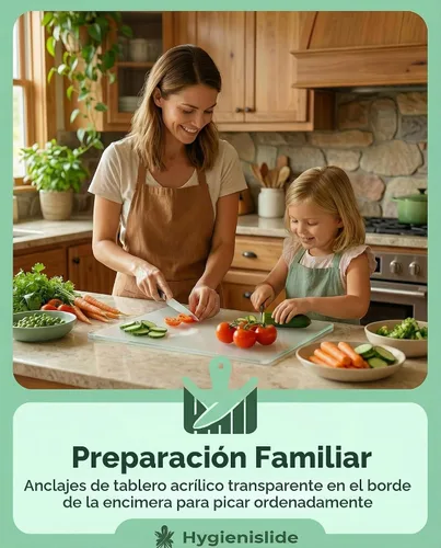 Vista 7 de Tabla de cortar acrílica con borde de mostrador – Pequeña (30 x 40 cm / 12" x 16") Tabla de cortar de cocina transparente sin contenedor, duradera