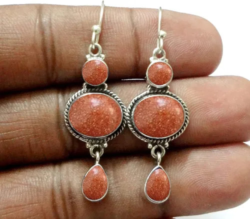 Vista 8 de Pendientes colgantes de plata esterlina fina para mujeres y niñas, aretes colgantes de piedras preciosas auténticas, aretes colgantes de gota