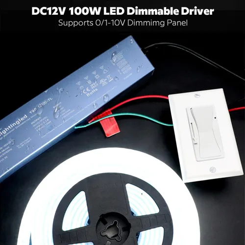Vista 4 de 12 V CC 100 W con certificación UL 0-10 V y TRIAC regulable impermeable IP67 fuente de alimentación más delgada transformador de bajo voltaje de 110