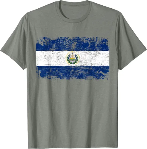 Vista 27 de EL SALVADOR Bandera Vintage Hombres Mujeres Niños Camiseta EL SALVADOR