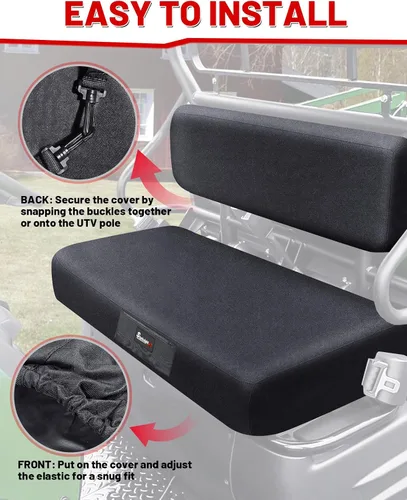 Vista 5 de Funda de Asiento de Banco Mule Compatible con Kawasaki Mule 600/610 2005-2016 y Mule SX 2017-2023, Accesorio Funda de Asiento UTV Impermeable