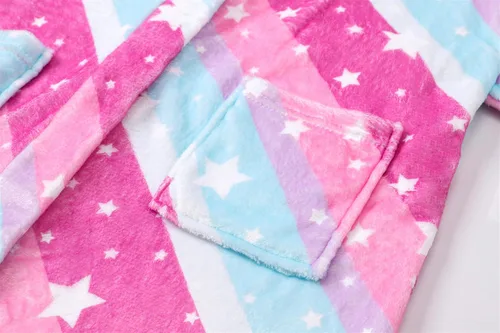 Vista 5 de SHUCHENG Bata de baño de forro polar con capucha para niñas, suave y mullida, para regalos, de 2 a 12 años