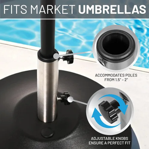 Vista 6 de US Weight Base de paraguas de pie libre rellenable Negro