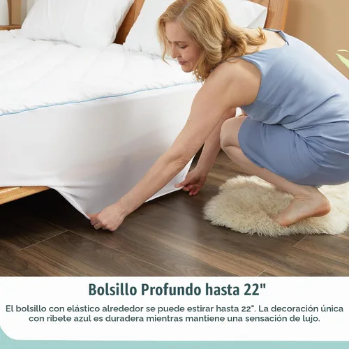 Vista 4 de Protector de colchón Individual de algodón, protector de colchón acolchado para dormitorio universitario, protector de colchón de bolsillo profundo