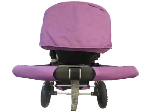 Vista 3 de Toldo morado con alambres y cesta de almacenamiento debajo del asiento, más fundas de barra de mango gratis para carriolas Bugaboo Cameleon 1, 2, 3