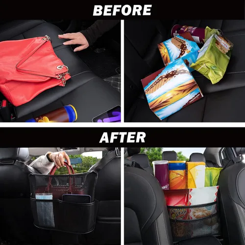 Vista 7 de Eing Organizador para Asiento Trasero de Coche - Almacenamiento de Gran Capacidad para Bolsos, Carteras y Artículos para Niños - Negro