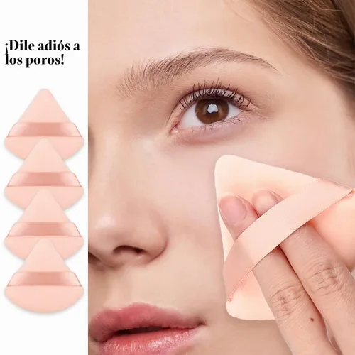 Vista 6 de 8 piezas de esponjas triangulares para polvo de maquillaje, hechas de terciopelo súper suave, diseñadas para contornear, ojos y esquinas, contenedor