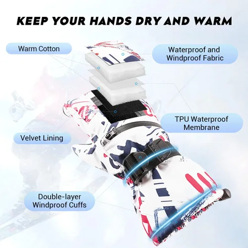 Vista 2 de ATERCEL Ski Gloves Men Women Waterproof, 2022 Updated Touchscreen Snow Gloves, Snowboard Gloves for Cold Weather