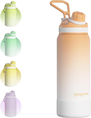 Vista 17 de Botella de agua aislada de 24 onzas, acero inoxidable al vacío de doble pared, diseño de boca ancha, botella reutilizable a prueba de fugas