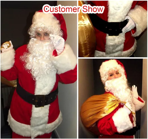 Vista 3 de ZZXIAOJIE Juego de disfraz de Papá Noel de Navidad para hombre, 10 piezas de terciopelo de lujo para adultos, traje de Papá Noel, traje de Santa