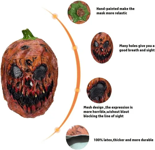 Vista 3 de Bbrand Máscaras de látex con cabeza de calabaza para decoración