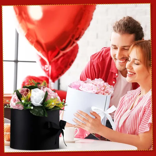 Vista 6 de Gueevin 4 cajas en forma de corazón para flores, cajas florales con tapas, regalos de San Valentín, papel para el día de la madre, embalaje