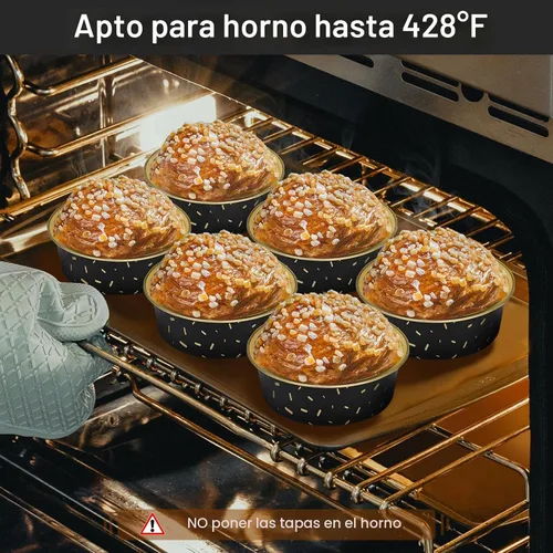 Vista 5 de EUSOAR Ramequines desechables con tapas, 50 unidades de papel de aluminio para hornear, moldes de 5.1 fl oz para cupcakes para tartas, quiche Lluvia