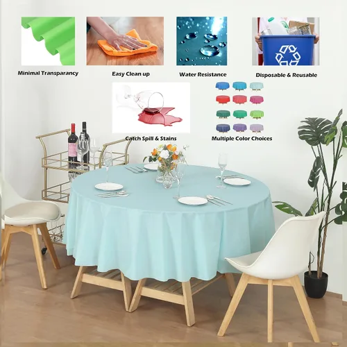 Vista 2 de Evershine Caja de 72 manteles de plástico redondos de 84 pulgadas para mesa de plástico de alta resistencia a granel