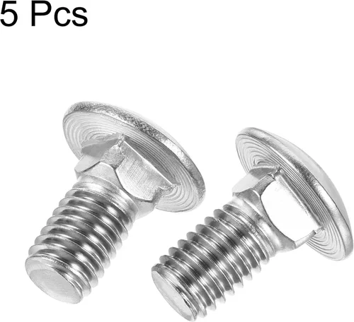 Vista 3 de uxcell Perno de carro de 1/2-13x1" Cabeza redonda Cuello cuadrado Acero inoxidable 304 5pcs