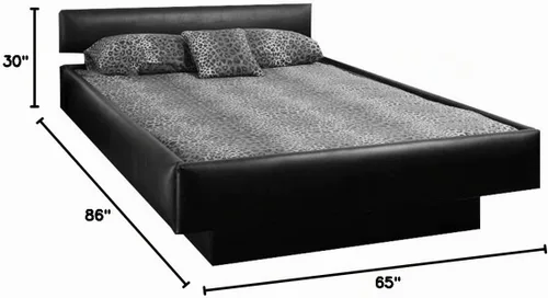 Vista 2 de Strobel Organic Hanover - Cama de agua acolchada completa con colchón Hydro-Support HS303 sin ondas, vinilo negro, tamaño Queen