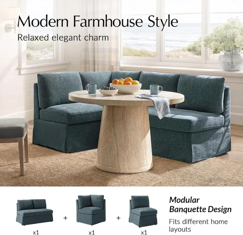 Vista 4 de HULALA HOME Banco de rincón de desayuno, asiento modular de 4 asientos, color azul