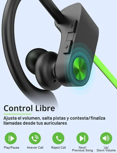 Vista 4 de Stiive Auriculares Bluetooth 5.3 inalámbricos IPX7 impermeables con micrófono, estéreo a prueba de sudor, auriculares con cancelación de ruido